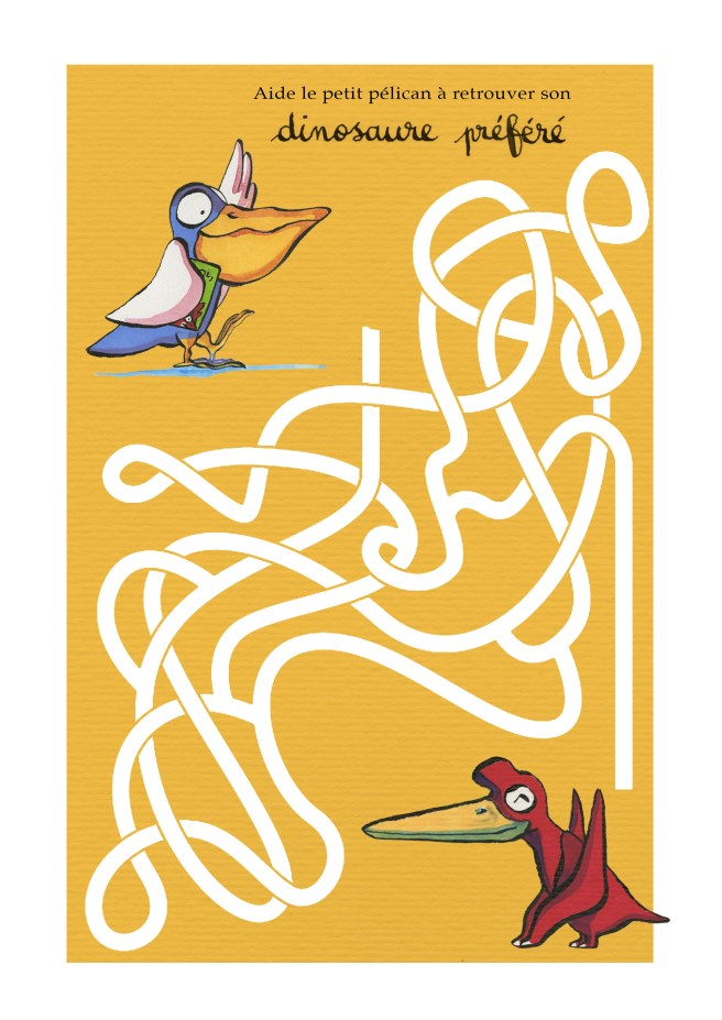 Aide le petit pélican à découvrir son dinosaure préféré