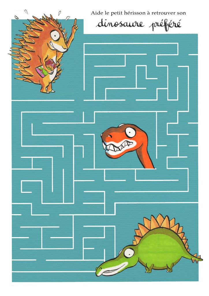 Aide le petit hérisson à retrouver son dinosaure préféré !